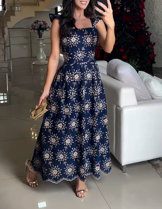 Blue Sun Print Dress