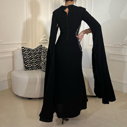 Black Glitter Shawl Dress