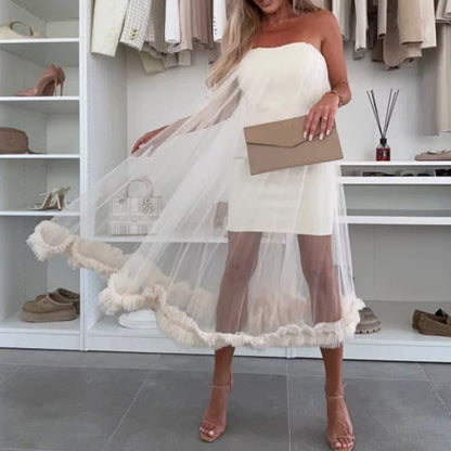 Chic Tulle Ruffles Trim Dress