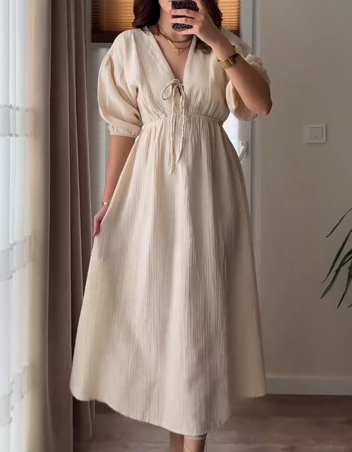 Solid-Color Waist Dress