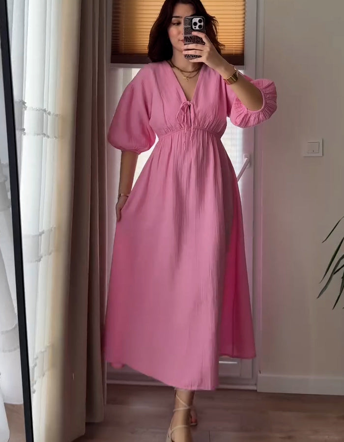 Solid-Color Waist Dress