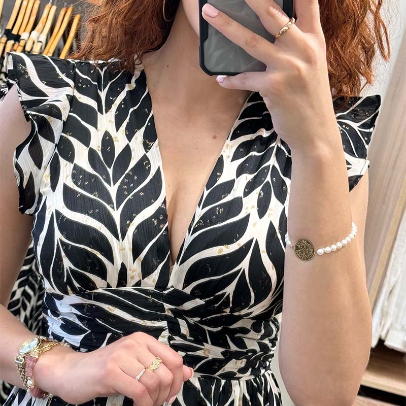 Leaf Print Sleeveless Dress