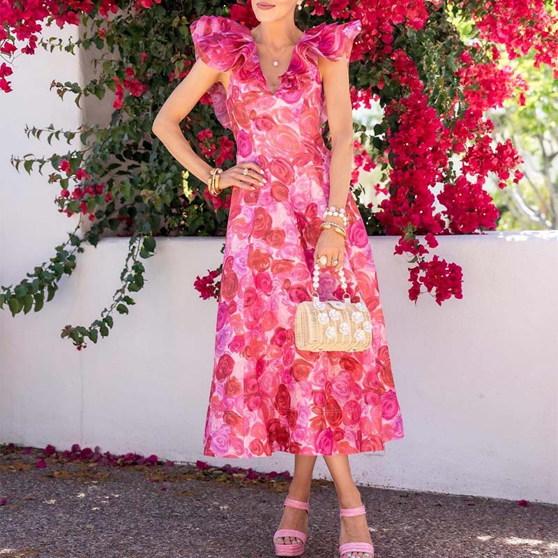Pink Floral Sleeveless Dress