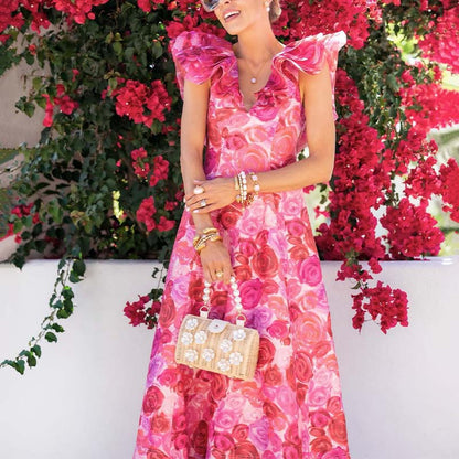 Pink Floral Sleeveless Dress