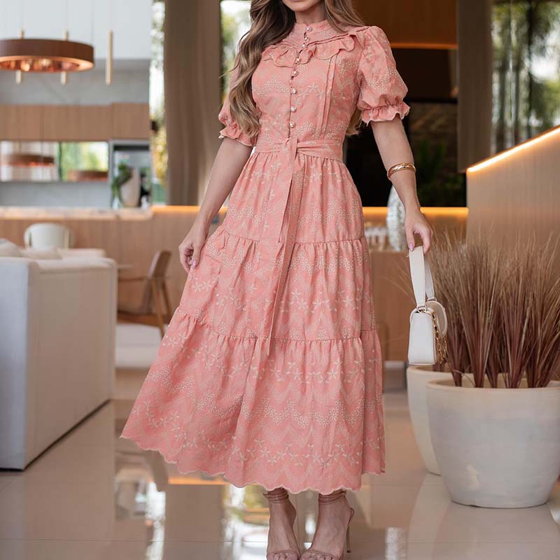 Jacquard Button Dress