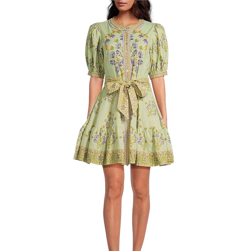 Linen Bubble Sleeve Dress