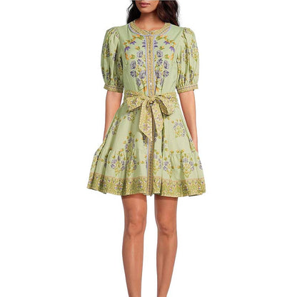 Linen Bubble Sleeve Dress