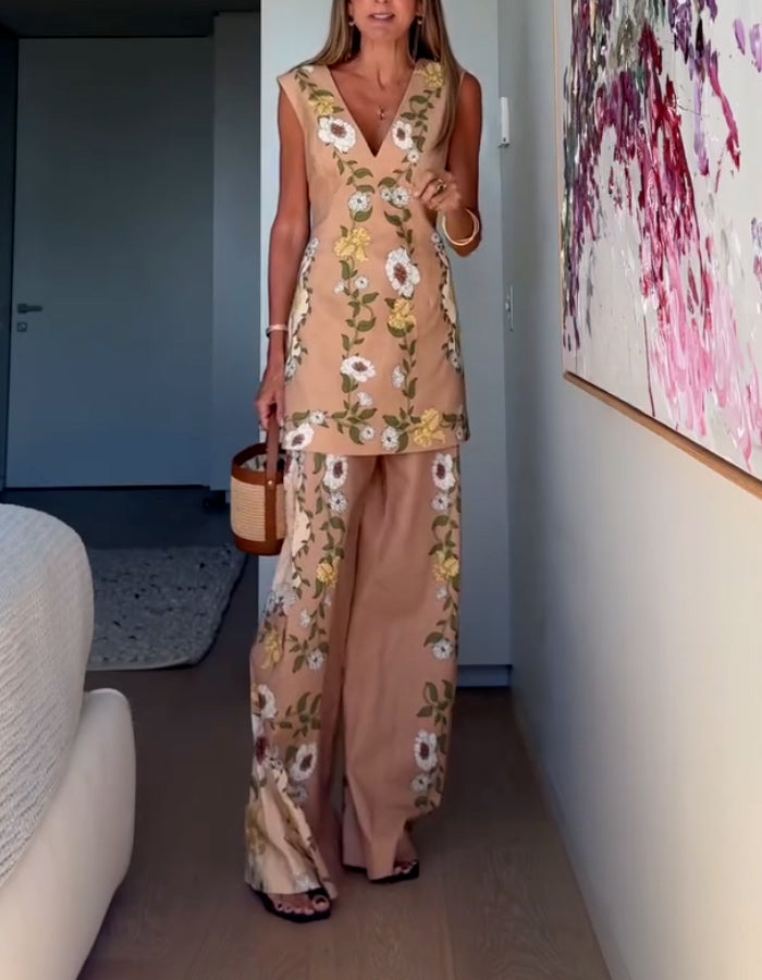 Flower Sleeveless Set