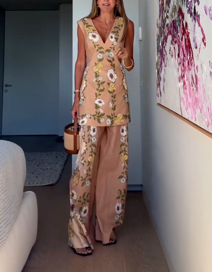 Flower Sleeveless Set