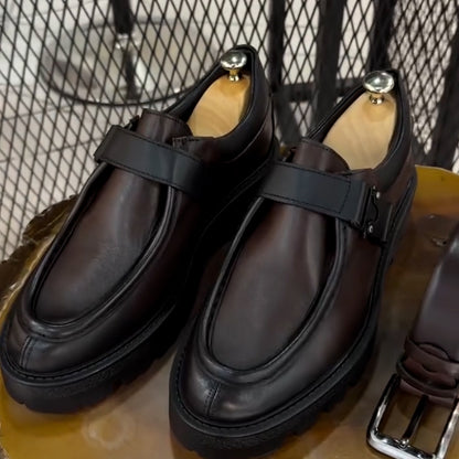 Brown Adjustable Buckle Shoes