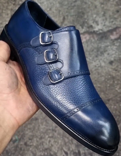 Blue Leather Business Shoes