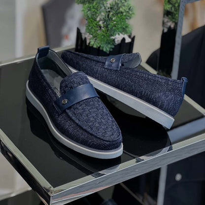 Blue Slip-On Flat Shoes