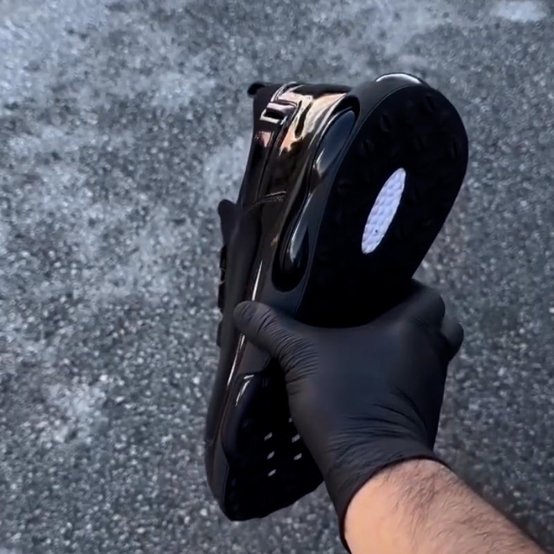 Black Leather Slip-on Sneakers