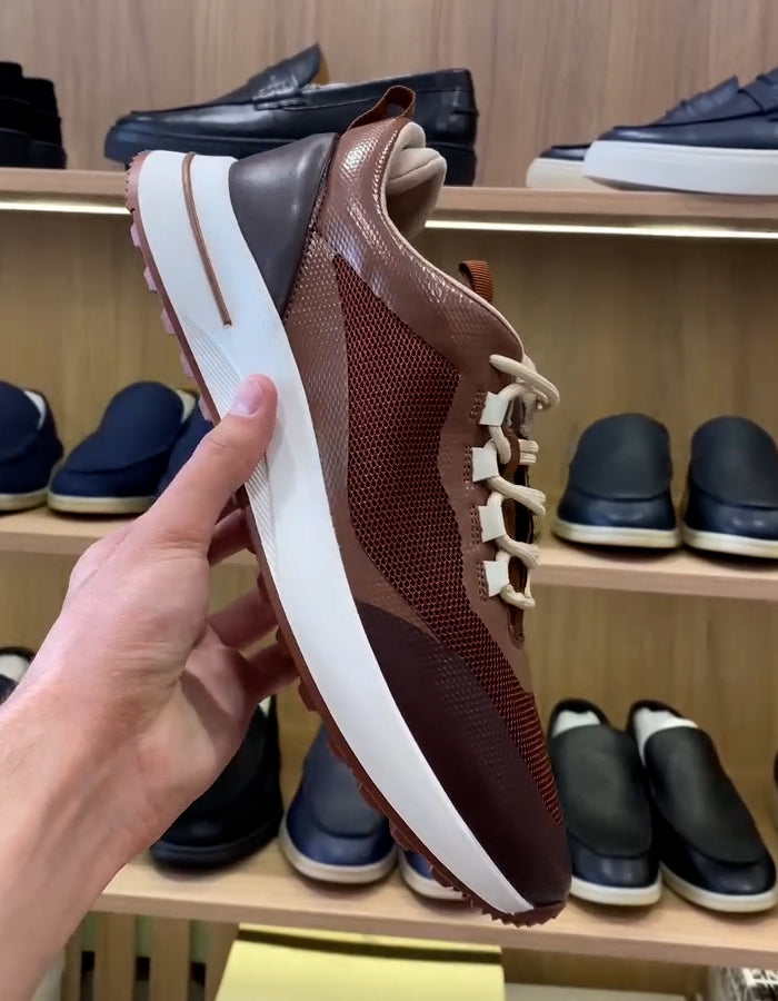 Brown Mesh Sneakers