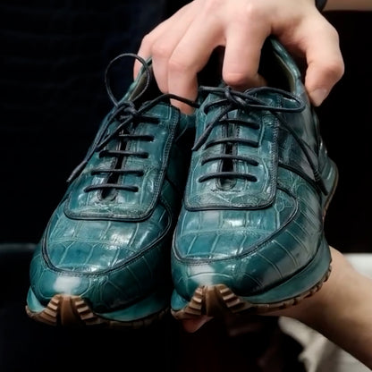 Green Leather Versatile Sneakers