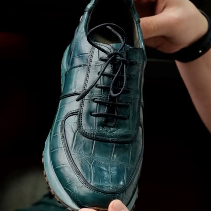 Green Leather Versatile Sneakers