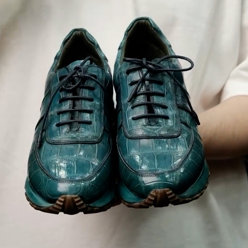 Green Leather Versatile Sneakers