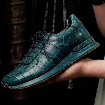 Green Leather Versatile Sneakers