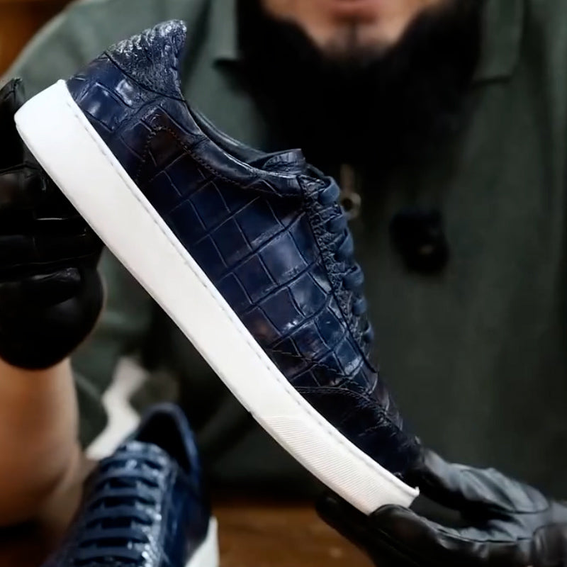 Blue Leather Casual Shoes