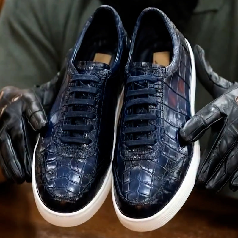 Blue Leather Casual Shoes