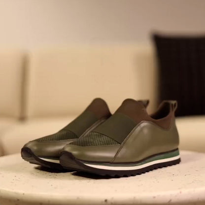 Stretch Leather Sneakers