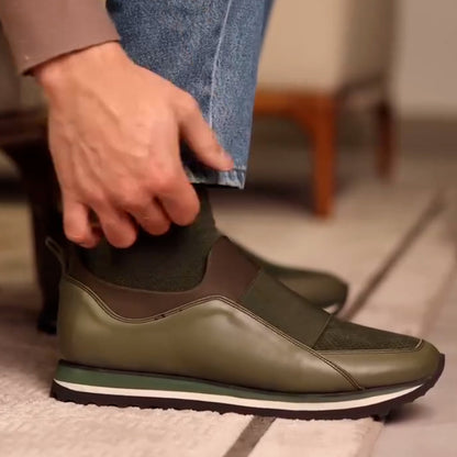 Stretch Leather Sneakers