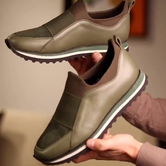 Stretch Leather Sneakers