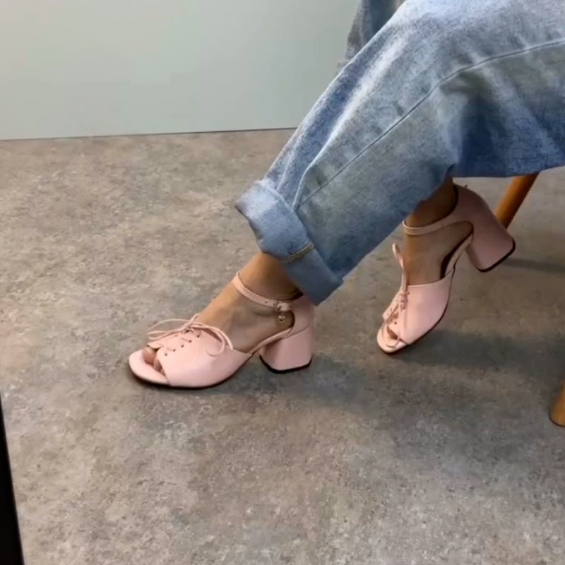 Lace-Up Thick-Sole Sandals