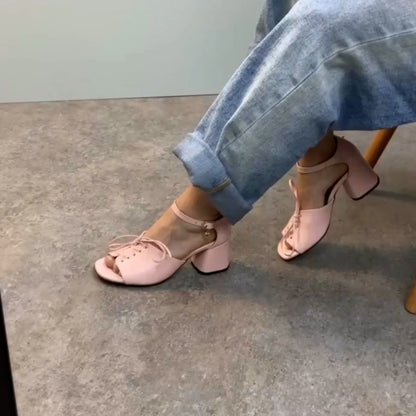 Lace-Up Thick-Sole Sandals