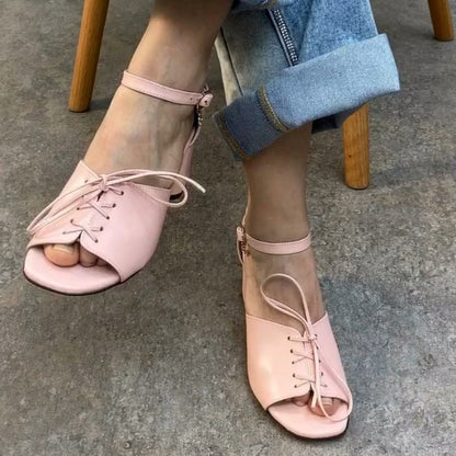 Lace-Up Thick-Sole Sandals