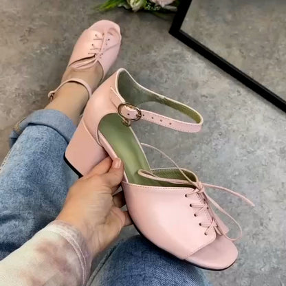 Lace-Up Thick-Sole Sandals