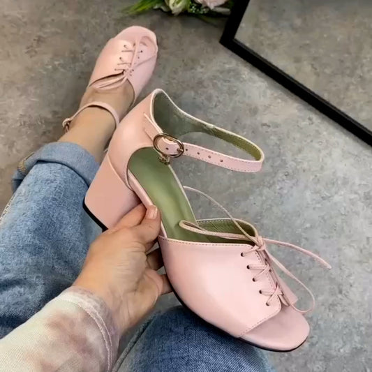 Lace-Up Thick-Sole Sandals