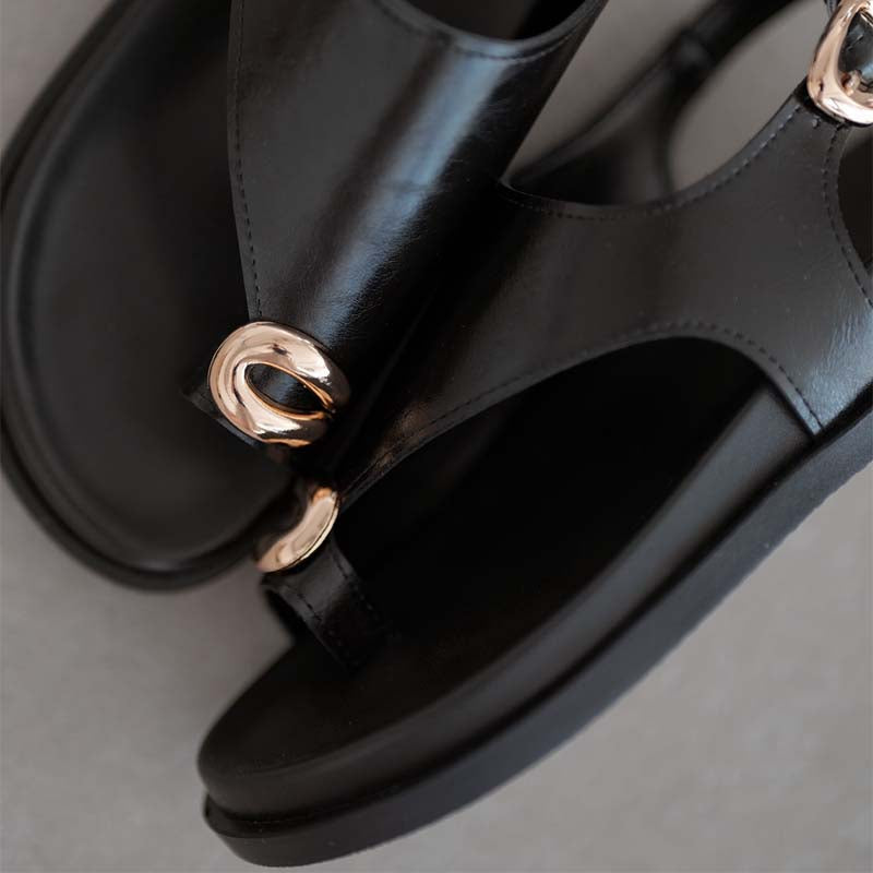 Clip-Toe Leather Slippers