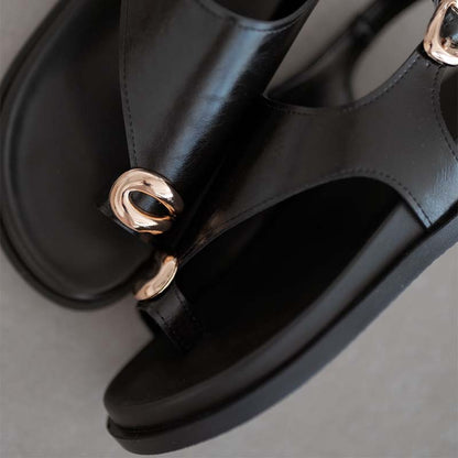 Clip-Toe Leather Slippers