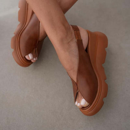 Stretch Wedge Chunky Sandals