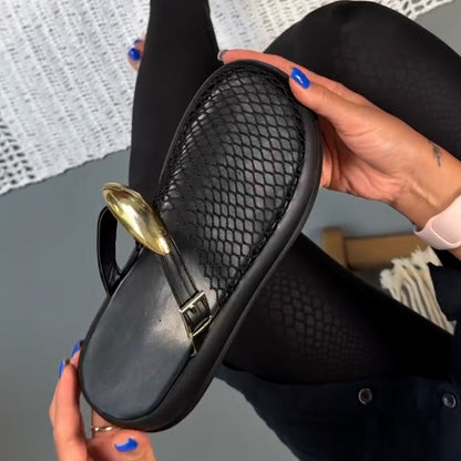Black Mesh Slippers