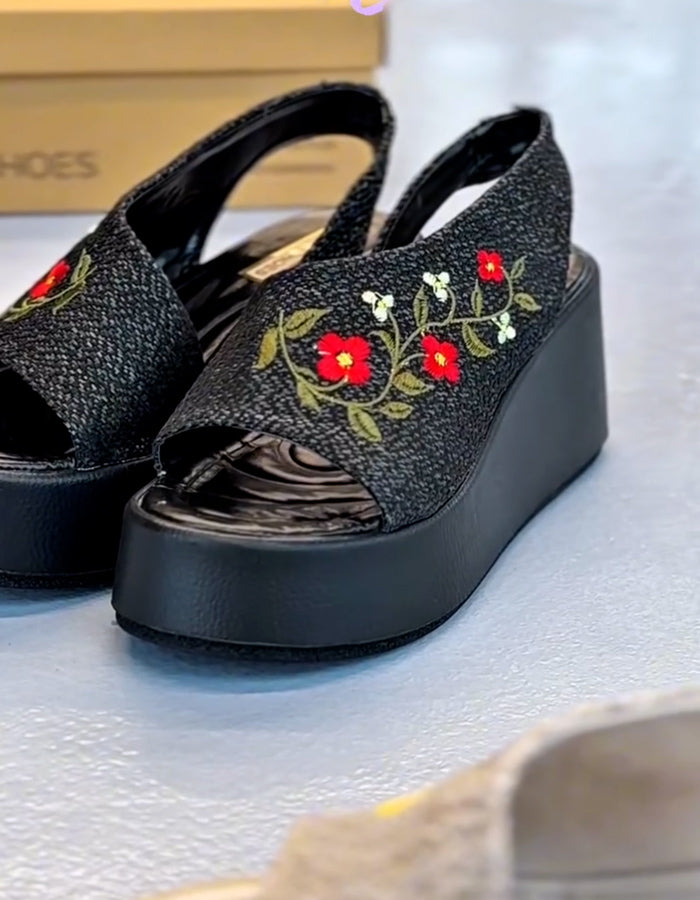 Embroidered Chunky Sandals