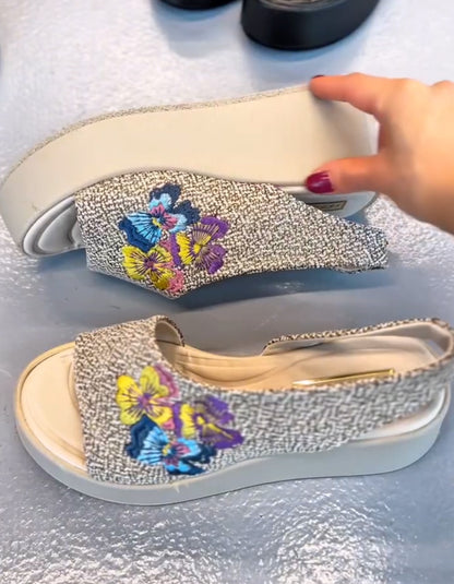 Embroidered Chunky Sandals
