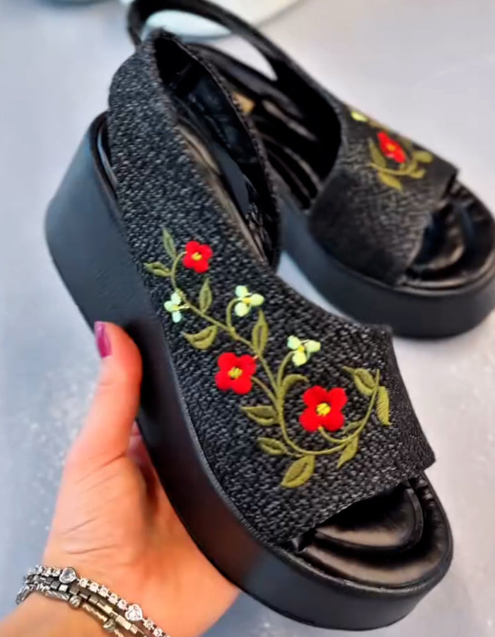 Embroidered Chunky Sandals