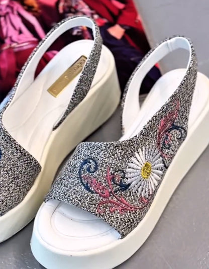 Embroidered Chunky Sandals