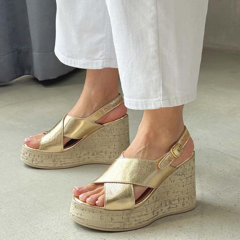Gold Wedge Casual Sandals
