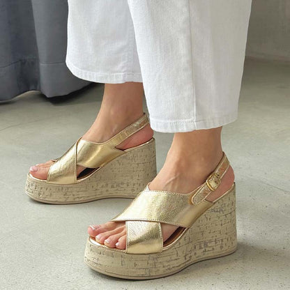 Gold Wedge Casual Sandals