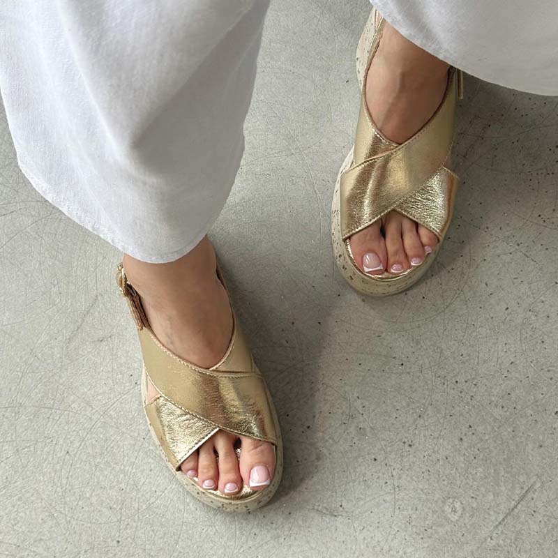 Gold Wedge Casual Sandals