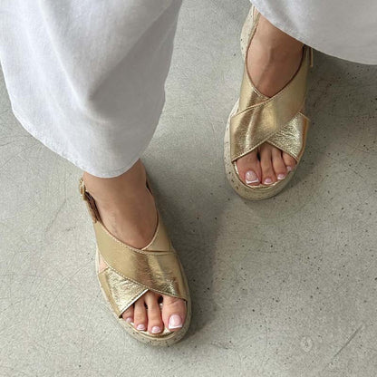 Gold Wedge Casual Sandals