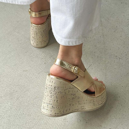 Gold Wedge Casual Sandals