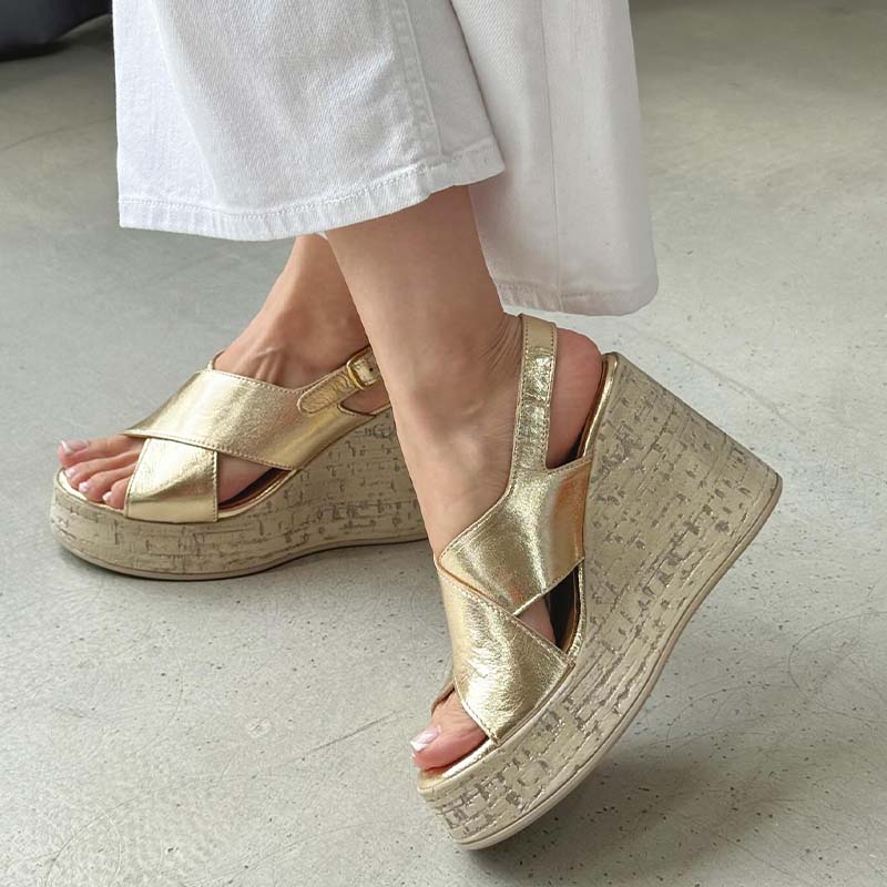 Gold Wedge Casual Sandals