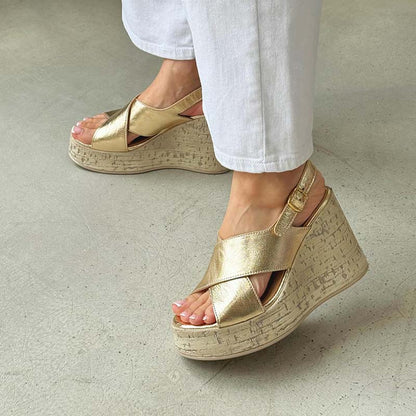 Gold Wedge Casual Sandals