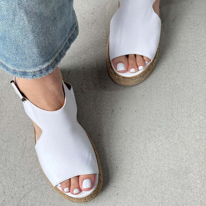 White Wedge Sandals