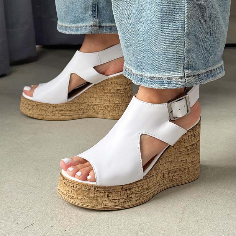 White Wedge Sandals