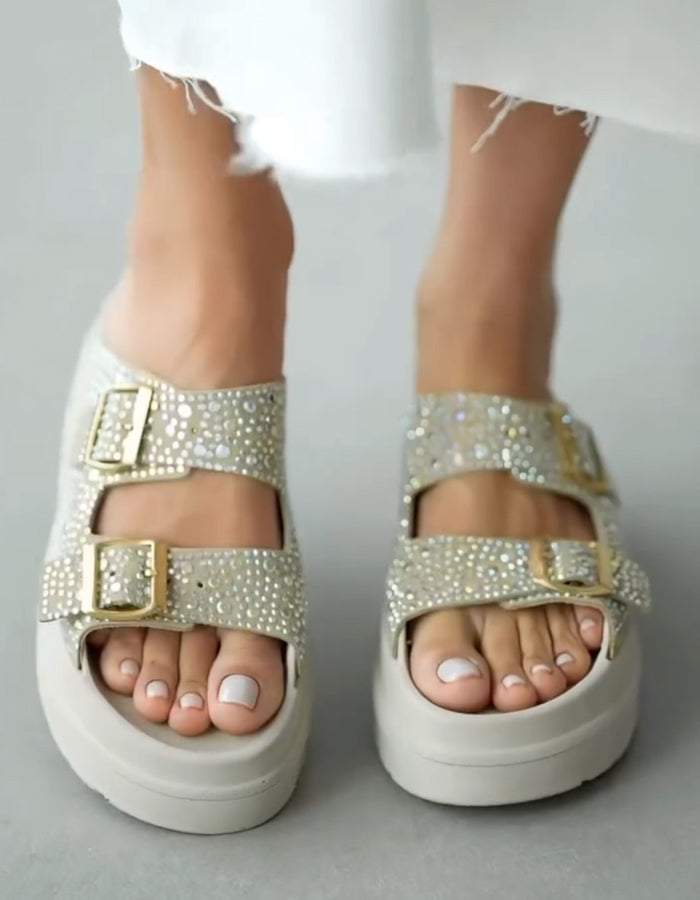 Shiny Buckle Slippers